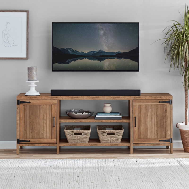 Mainstays Farmhouse TV Stand for TVs up to 70", Rustic Weathered Oak