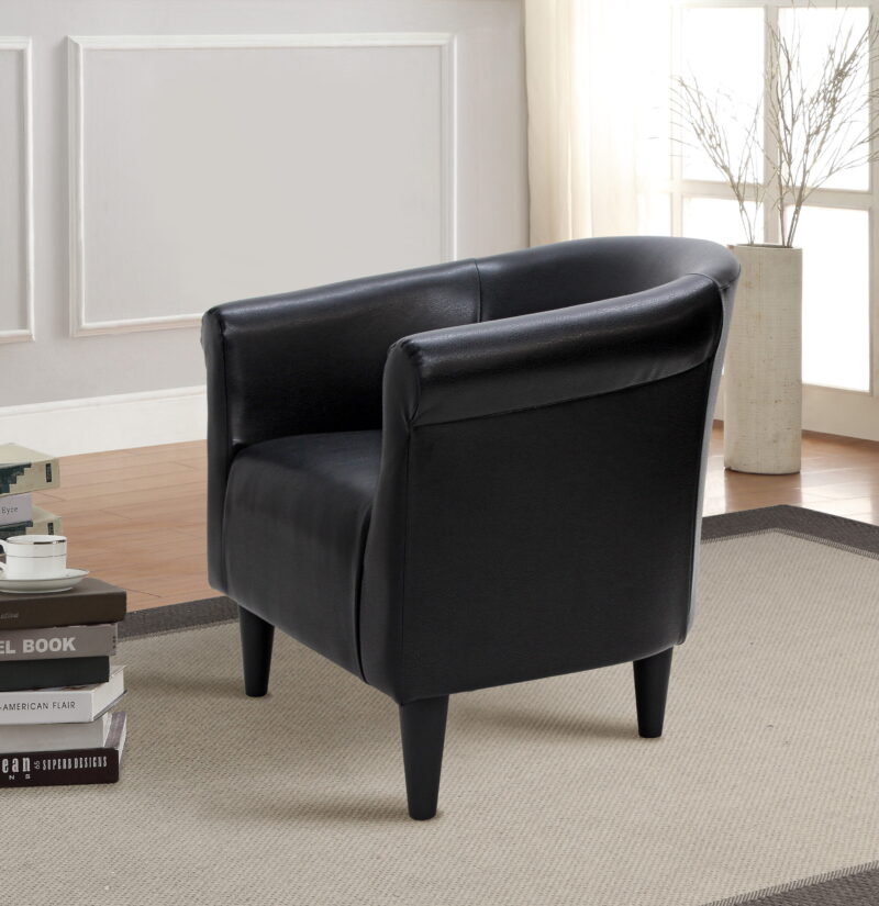 Mainstays Faux Leather Bucket Accent Chair, Black