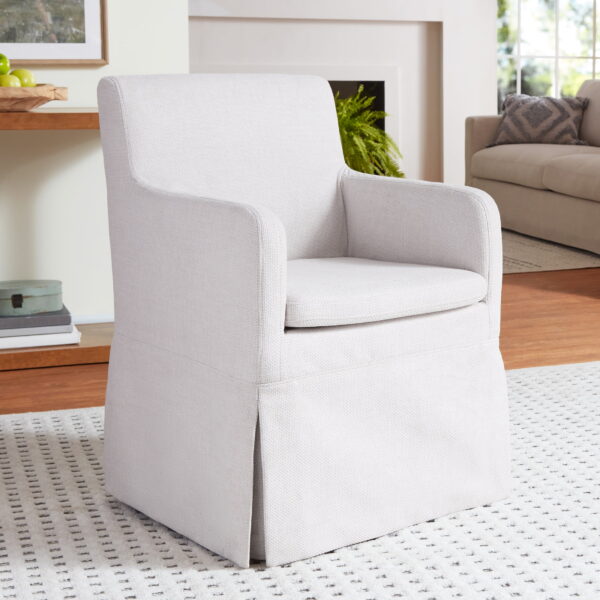 My Texas House Wren Slipcover Dining Chair with Rolling Caster Wheels, Cream