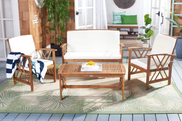 SAFAVIEH 4-Pieces Patio Outdoor Furniture Set, Beige