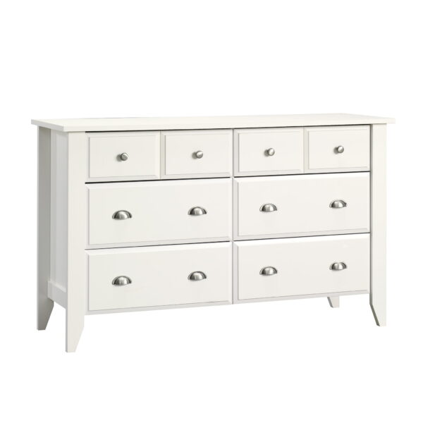 Sauder Shoal Creek 6 Drawer Dresser, Soft White Finish