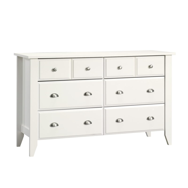Sauder Shoal Creek 6 Drawer Dresser, Soft White Finish