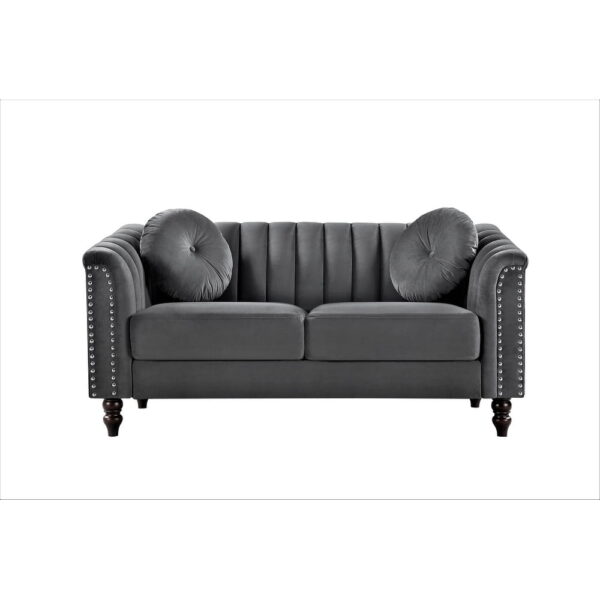 US PRIDE FURNITURE Hills Tufted Back Nailhead 61.4'' Loveseat-Grey