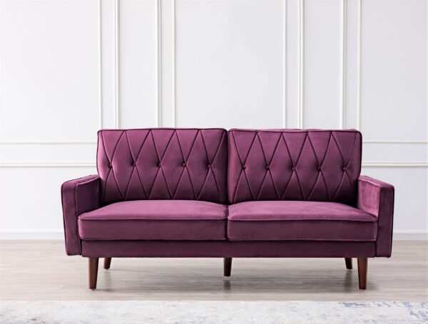 US PRIDE FURNITURE Tufted Cushion Back 69.3 Wide Sofa-Eggplant