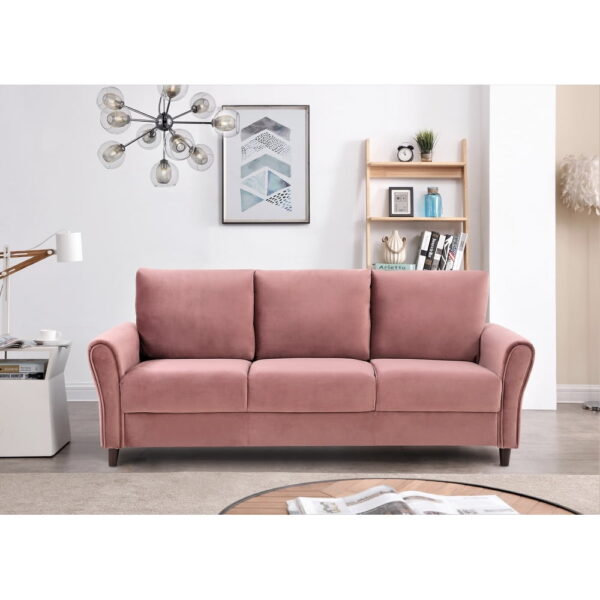 US Pride Furniture Corel 80.31" Flared Arm Rose Velvet Sofa