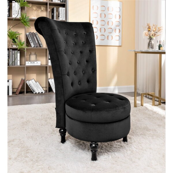 US Pride Furniture Gosser 20" Wide Velvet High Back Vanity Chair for Living Room, Black