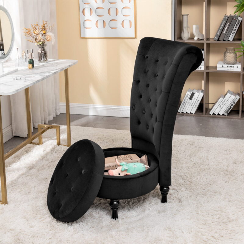 US Pride Furniture Gosser 20" Wide Velvet High Back Vanity Chair for Living Room, Black - Image 5