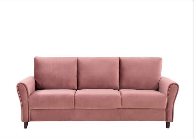US Pride Furniture Corel 80.31" Flared Arm Rose Velvet Sofa - Image 3