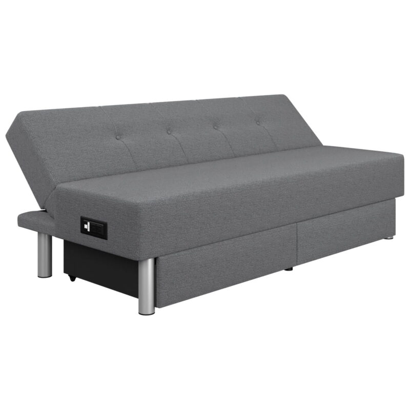 Serta Windsor Futon with Storage and Power, Gray Fabric - Image 4