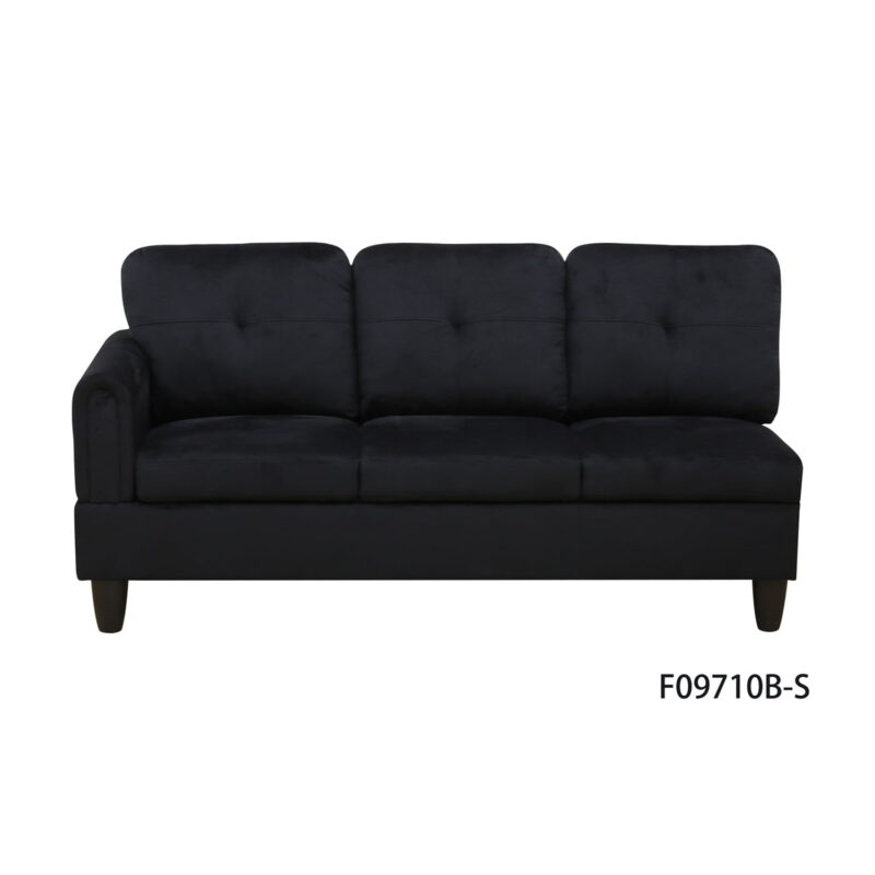 Hommoo L Shaped Couch Set Sectional Sofa Set, Flannel Living Room Furniture Sets, 4-Seat Couches and Sofa Set for Home, Apartment, Dorm, Black(No Ottoman) - Image 6