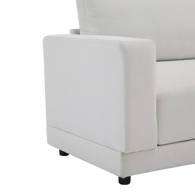 Modern Sofa Couches for Living Room,Mid-Century Upholstered Sofa Furniture with Sturdy Wooden Legs for Living Room,Bedroom,White - Image 6