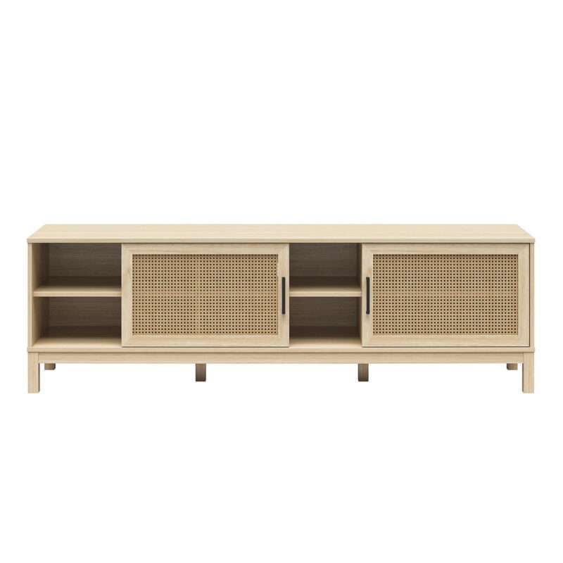 Mainstays Cane TV Stand for TVs up to 85", Spring Pine - Image 2