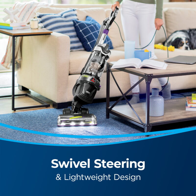 BISSELL Upright Vacuum, PowerLifter Allergen Pet Rewind, Pet Friendly , Bagless, HEPA filter, with Tangle Free Brush Roll, Swivel Steering and LED Headlights, 3404, Black - Image 7