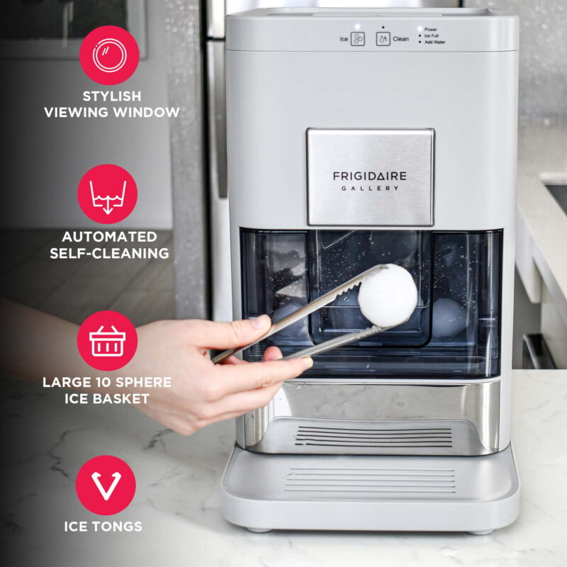 Frigidaire Gallery Artisinal Clear Sphere Ice Maker, Touch Control, Grey, EFIC242-GREY - Image 2