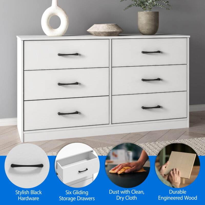 Mainstays Ardent 6 Drawer Dresser, White - Image 5
