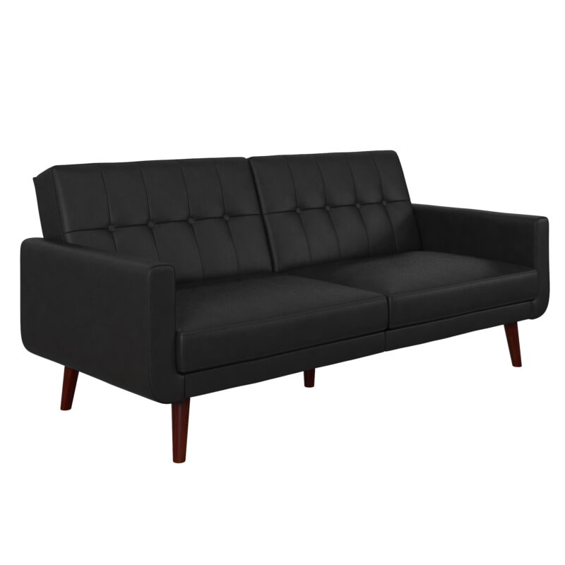 Better Homes & Gardens Nola Modern Futon, Black Faux Leather - Image 4