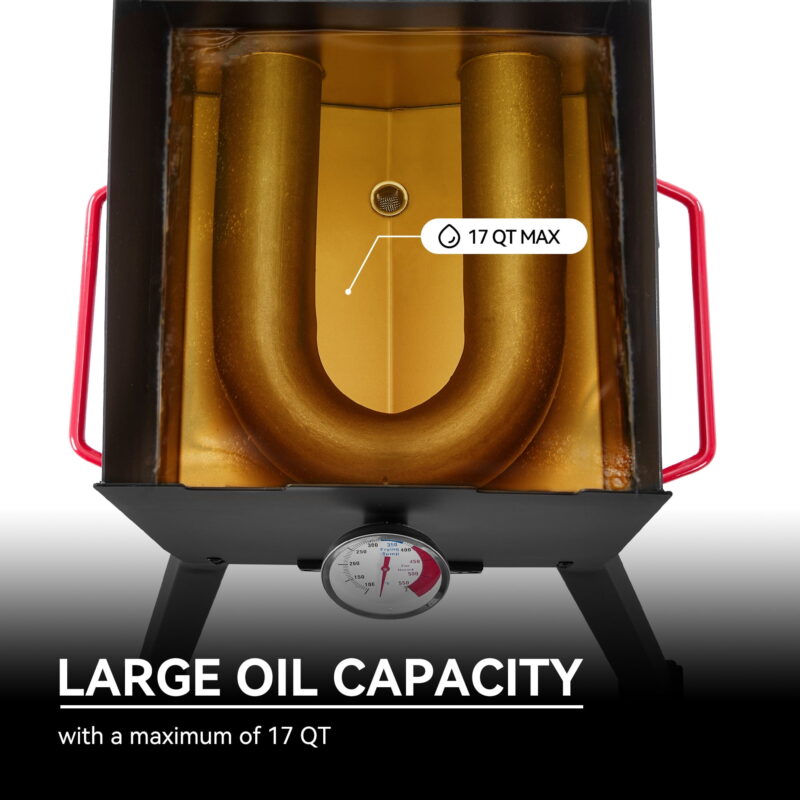 Creole Feast DF02B Outdoor Deep Fryer, 17 Qt. Oil Capacity with 2 Frying Baskets, Lid & Thermometer - Image 3