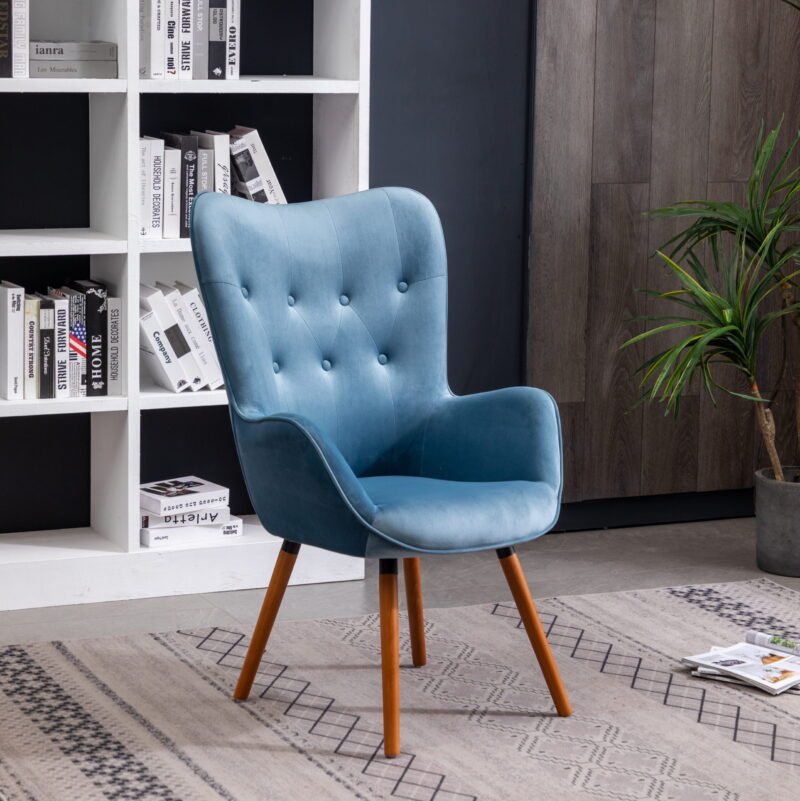 Roundhill Furniture Doarnin Wingback Chair, Blue - Image 4