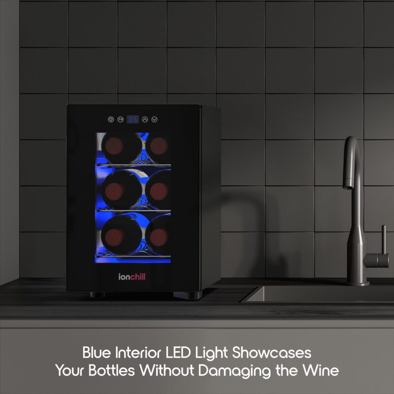 (2 pack) Ionchill 6-Bottle Wine Cooler, New Standard Door Mini Fridge with Wine Rack and Temp. Control, 9.75in - Image 5
