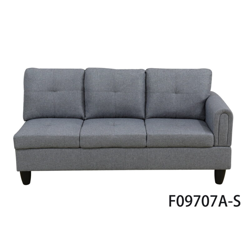 Hommoo Modern 4-seat Linen Living Room Furniture Sets Sectional Couches and Sofas, L Shaped Sectional Couch Sofa, Gray(No Ottoman) - Image 4