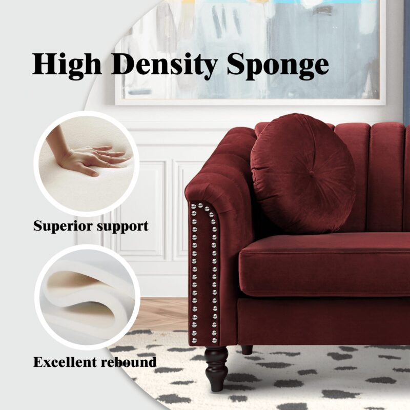Aukfa 60" Loveseat Sofa Couch, Contemporary Sleep Sofa for Living Room Furniture Sets, Red - Image 4