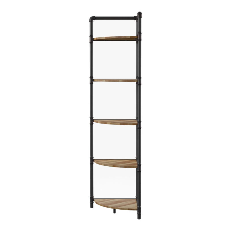 Furniture of America Talian 5-Tier Corner Bookcase, Sand Black - Image 3