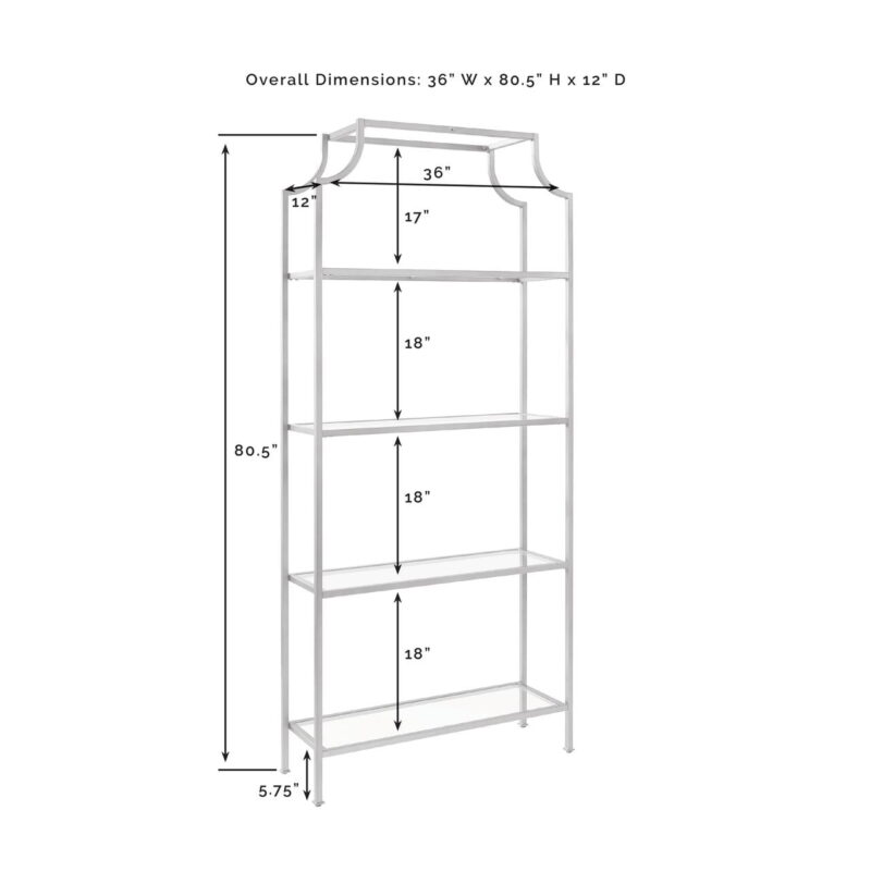 Crosley Furniture Aimee Bookshelf with Glass Shelves, Bookcase Storage - Image 7