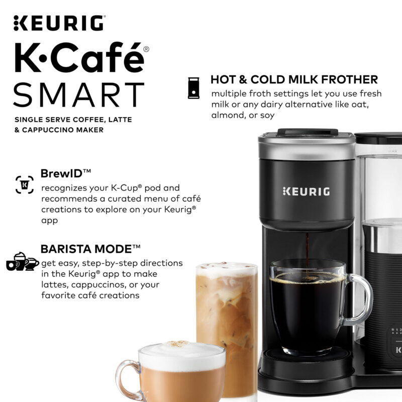 Keurig K-Cafe SMART Single Serve K-Cup Pod Coffee, Latte and Cappuccino Maker, Black - Image 4