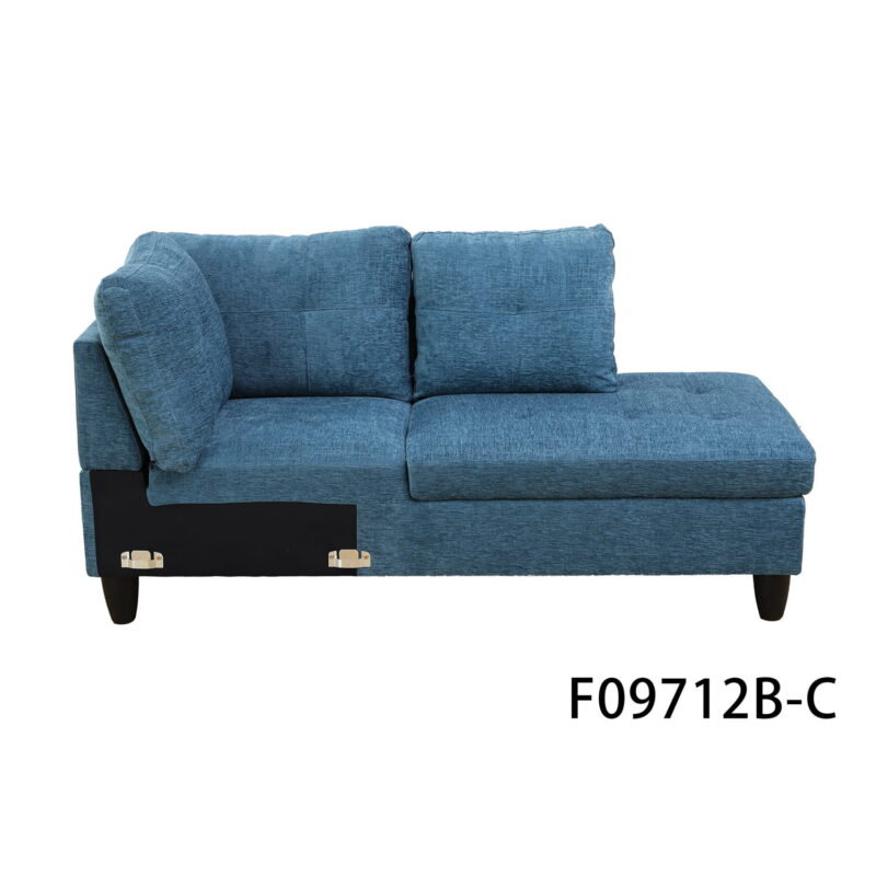 Hommoo Flannel Living Room Furniture Sets, 4-Seat Couches and Sofa Set, L Shaped Couch Set Sectional Sofa Set for Home, Apartment, Dorm, Blue(No Ottoman) - Image 5