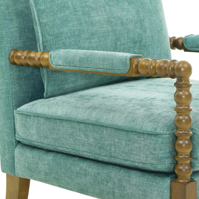 Pioneer Woman Harper Spindle Accent Chair, Jade Fabric Upholstery - Image 6