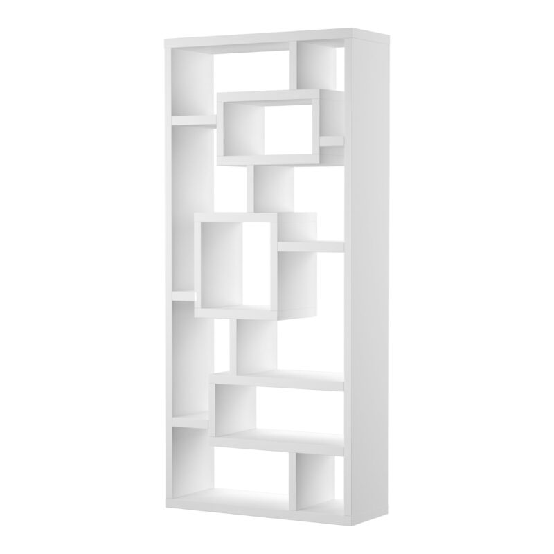 Furniture of America Aix Modern 16-Shelf Geometric Bookcase, White - Image 2
