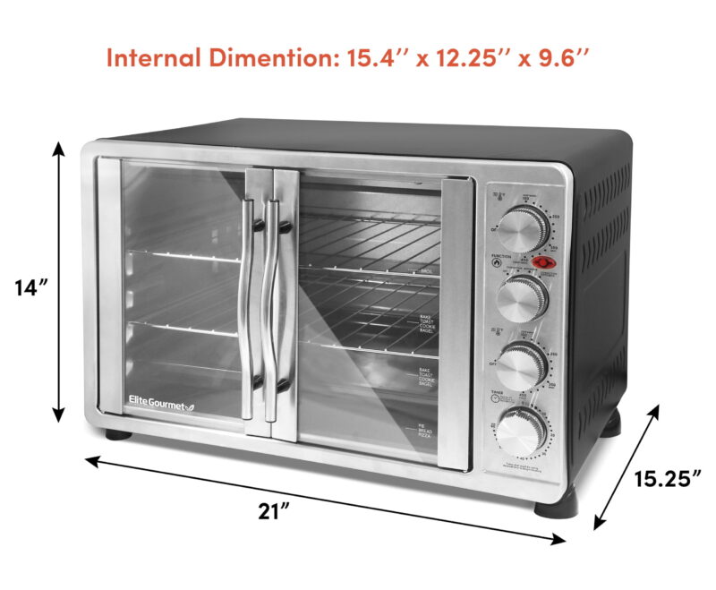 Elite Platinum Double Door Countertop Microwave Oven in Stainless Steel - Image 5