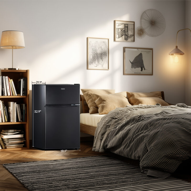 Galanz 3.1 Cu ft Two Door Mini Fridge, Black, New - Image 4