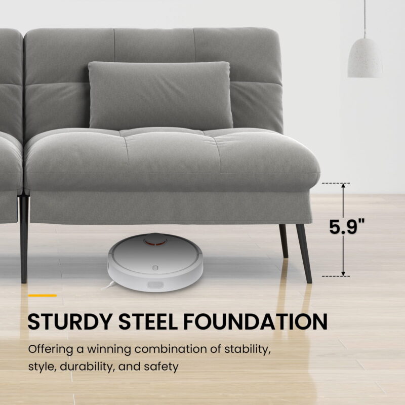 COMHOMA Cloud Comfort Convertible Futon Sofa Bed, Gray - Image 3