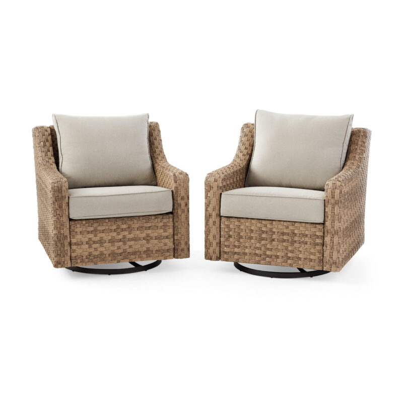 Better Homes & Gardens River Oaks Outdoor Swivel Gliders with Patio Covers, Set of 2, Natural - Image 5