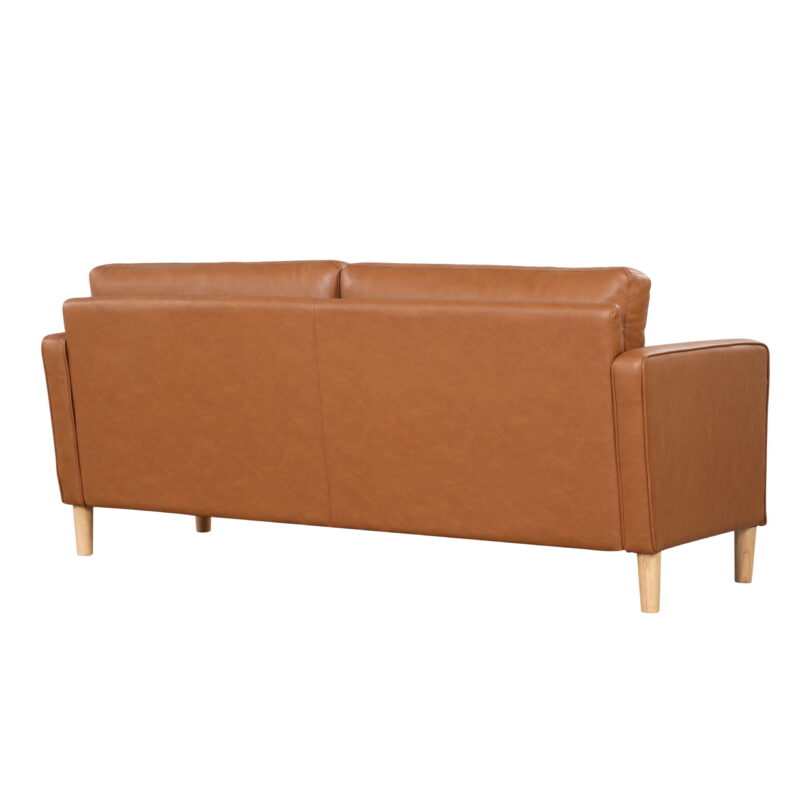 Lifestyle Solutions Lorelei Mid-Century Modern Sofa, Caramel Brown Faux Leather - Image 7