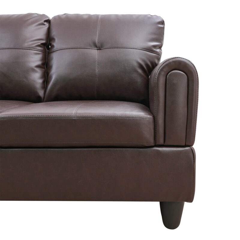 Hommoo Faux Leather Sectional Sofa Model Set, Modern 4-Seat Couches and Sofaes, L-Shaped Living Room Furniture Set, Brown(No Ottomans) - Image 6