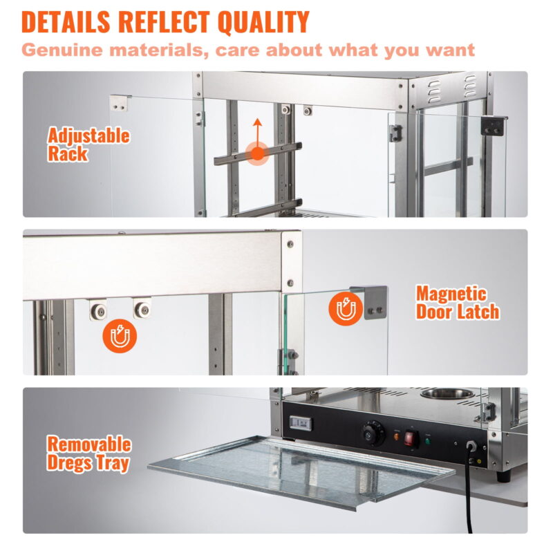 BENTISM 2-Tier Commercial Food Warmer Countertop Pizza Cabinet with Water Tray - Image 6