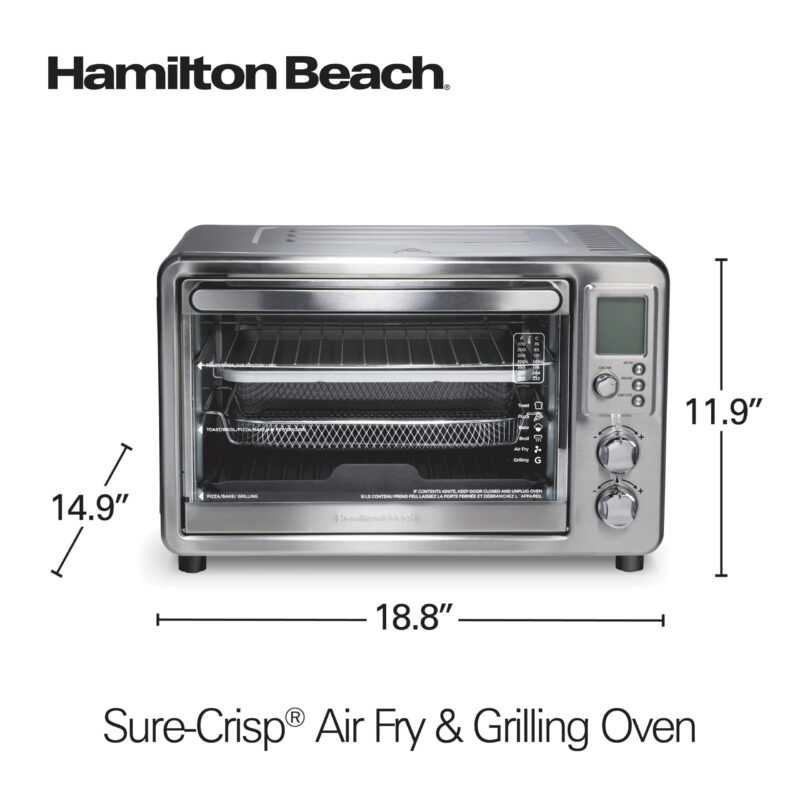 Hamilton Beach Sure-Crisp® Air Fry & Grilling Oven, 6 Slice Capacity, Stainless Steel Exterior, 31395 - Image 6