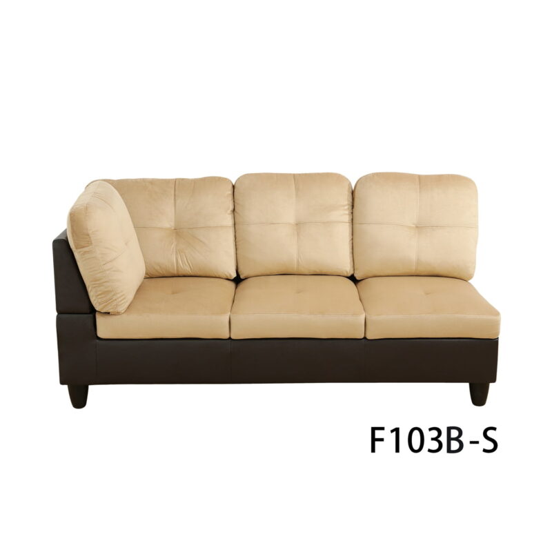 Hommoo 4 Seats Lint and PVC Sectional Sofa Couch Set, Modern L Shaped Sectional Couch, Living Room Furniture Set, Beige and Brown - Image 4