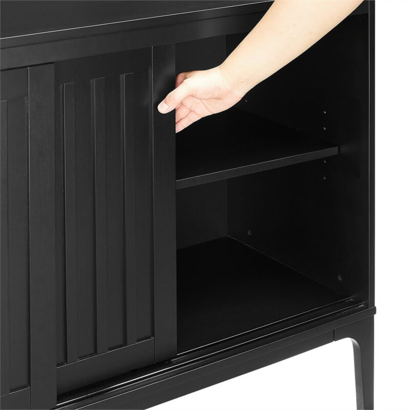 Crosley Furniture Asher Modern Particle Board Wood Sideboard in Matte Black - Image 4