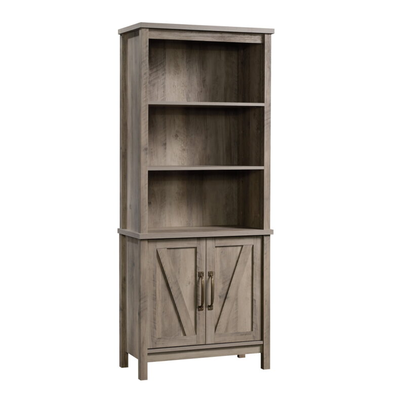 Better Homes & Gardens Modern Farmhouse Bookcase with Doors, Gray Finish - Image 2