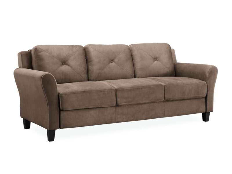 Lifestyle Solutions Taryn Traditional Sofa with Rolled Arms, Brown Fabric - Image 4