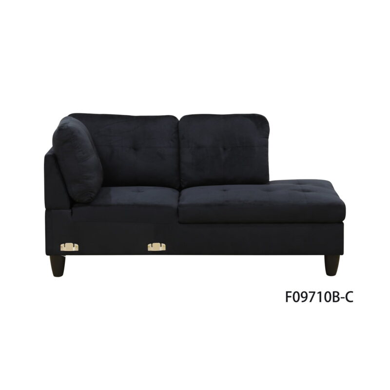 Hommoo L Shaped Couch Set Sectional Sofa Set, Flannel Living Room Furniture Sets, 4-Seat Couches and Sofa Set for Home, Apartment, Dorm, Black(No Ottoman) - Image 5