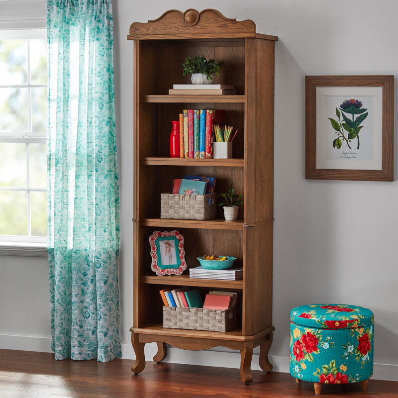 The Pioneer Woman Helen Bookcase Made With Solid Wood Frame, Heirloom Brown - Image 2