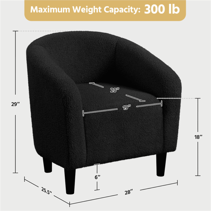 Renwick Set of 2 Boucle Upholstered Club Chair, Black - Image 4