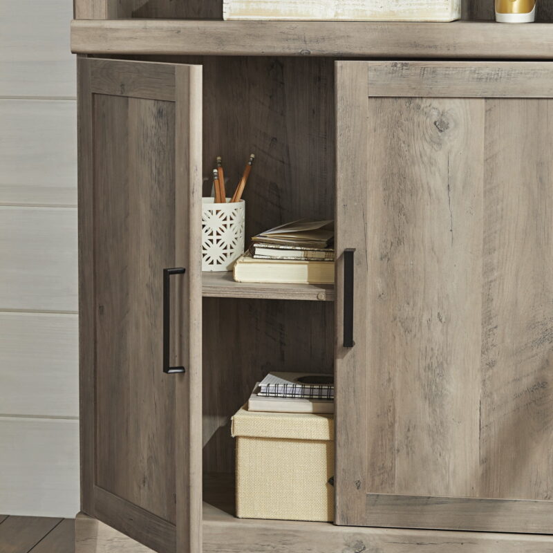 Better Homes & Gardens Glendale 5 Shelf Bookcase with Doors, Rustic Gray Finish - Image 5