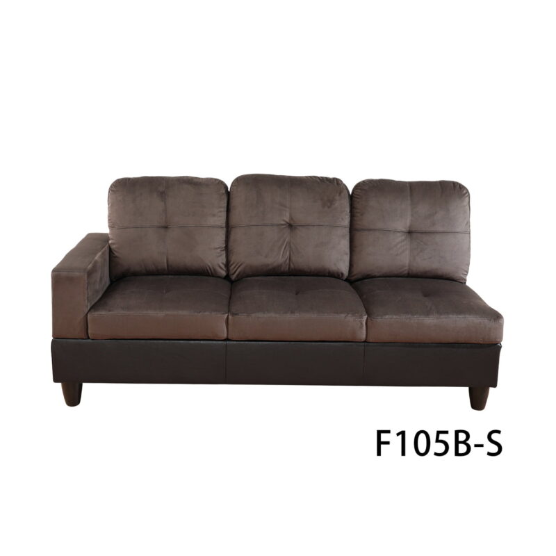 Hommoo 4 Seats Flannel and PVC Sectional Sofa Couch Set, Modern L Shaped Sectional Couch, Living Room Furniture Set, Dark Brown - Image 5