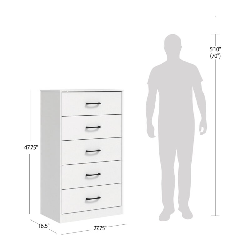 Mainstays Ardent 5 Drawer Dresser, White - Image 5
