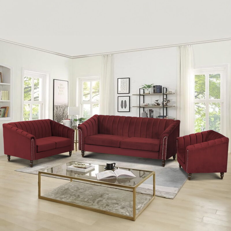 Aukfa 60" Loveseat Sofa Couch, Contemporary Sleep Sofa for Living Room Furniture Sets, Red - Image 7